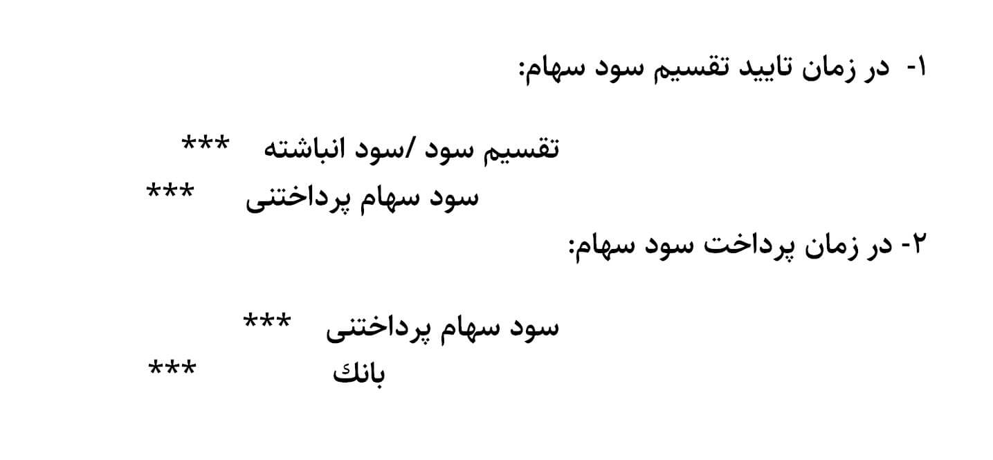 ثبت حسابداری حساب سود سهام پرداختنی و تقسیم سود